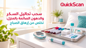 المدونة 6 أخصائي تحاليل يقوم بسحب عينة دم منزلية لمريض صائم في الصباح